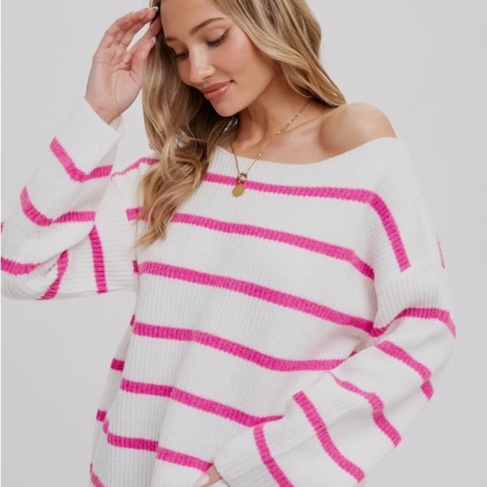 Pink Stripe ribbed sweater